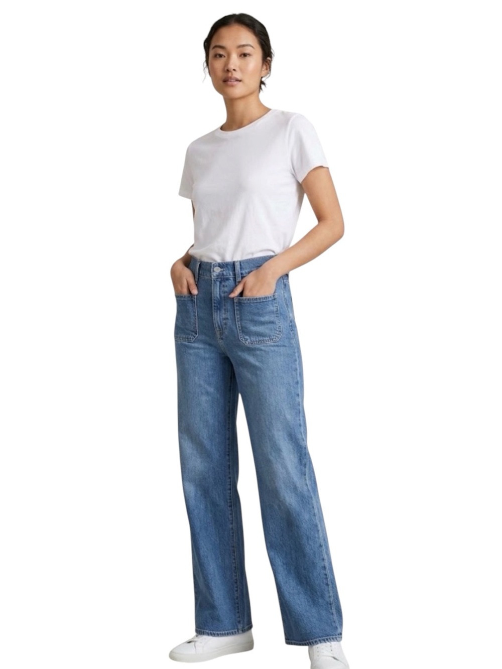 J. Crew Wide-Leg Jeans High Waisted Full Length Denim Blue Size 25 XS